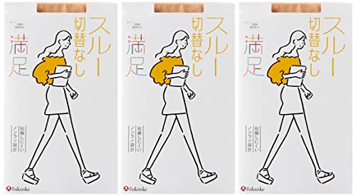 [フクスケ] 満足 ノンラン トータルスルー ストッキング 3足組 レディース クリアヌード L2L(ヒップ:90-103cm、身長:155-170cm)
