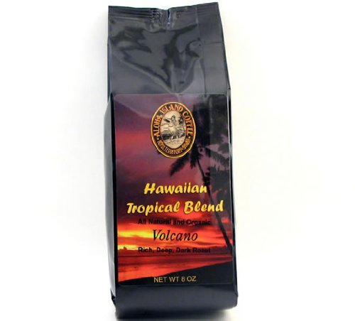 Volcano, Dark Roast, Kona Hawaiian Coffee Blend, 8 Oz, Whole Bean