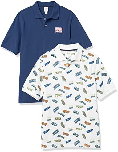 Amazon Essentials Disney | Marvel | Star Wars Men's Regular-Fit Cotton Pique Polo Shirt, Pack of 2