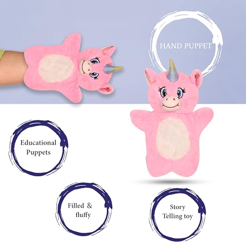 Image of Besties Hand Puppets for Kids - Soft Hand Puppets for Kids, Story Telling Puppet for Kids, Hand Puppet Toy, Plush Animals Hand Puppet Toys, Fun Play Learning Toys - Pink (Unicorn)