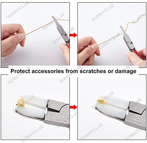 SUNNYCLUE 5.59Inch Rubber Flat Nose pliers Double Nylon Jaw Mini Precision Pliers Wire Beading Jewellery Tools for DIY Jewelry Making Repair Hobby Projects Crafts, Red