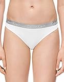 Calvin Klein Women's Logo Cotton Thong Panty, White, Medium