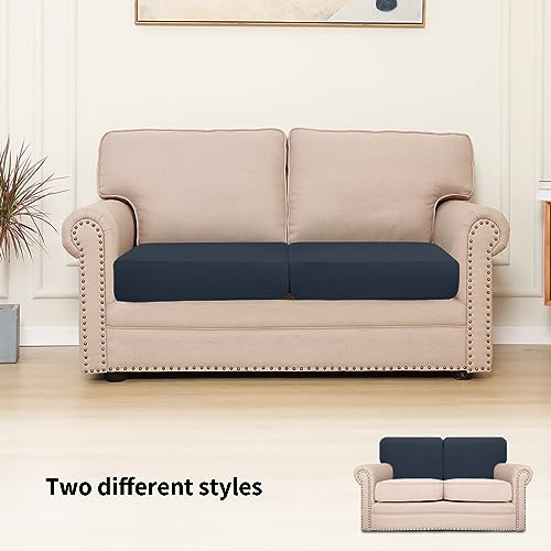 Image of Easy-Going Stretch 2 Pieces Loveseat Couch Cushion Cover for 2 Seat