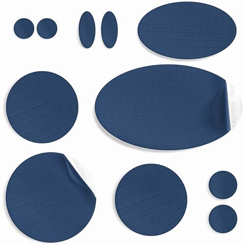 aZengear Repair Patches for Down Jackets - Waterproof, Pre-Cut, Self-Adhesive, Tear-Cold-Heat-Resistant Nylon Polyester Fabric to Fix Puffer Coats, Gear, Tents (11 Pieces, Dark Blue)