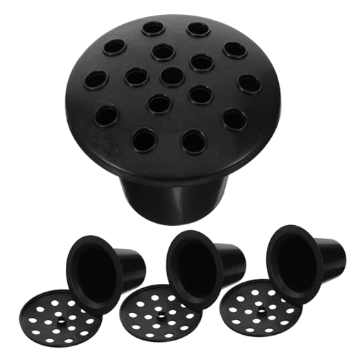 YARNOW Lot de 4 Pots de Fleurs Décoratifs Noirs pour Tombe Cimetières 16 Trous, Plastique Résistant, Ornement Funéraire pour Arrangements Floraux Commémoratifs
