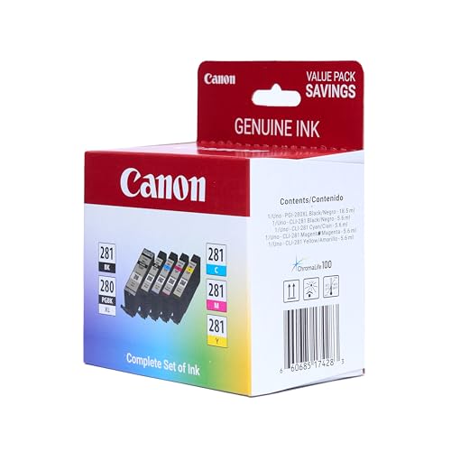 Image of Canon PGI-280 /CLI-281 Genuine Combo Pack,Compatible with TR8520,TS9120,TS8120,TS6120,TS9521C /a,TS9520 /a,TS8220,TS6220,TS8320,TS6320,TS702 /a,and TR8620 /a Series Printers,(Pack of 2)