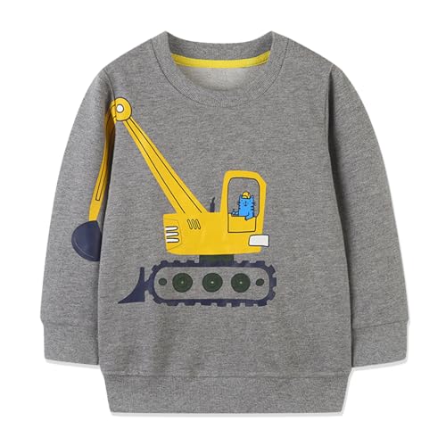 WEILAEIR Toddler Boy Long Sleeve Cartoon Pullover Crewneck Sweatshirt Tops Cartoon Shirt - Main Image