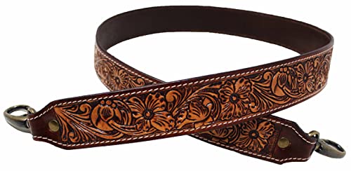 Image of CHALLENGER Western Antique Tooled Leather Replacement Shoulder Strap for Bags Purse Duffle 115FKStrap
