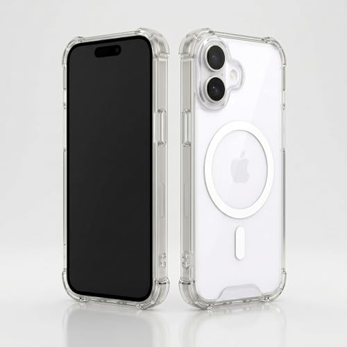 Image of amazon basics Crystal Clear Magnetic Case for iPhone 16 | Compatible with MagSafe Accessories | Air-Guard Corners | Shockproof TPU + Hard PC Back | Slim Transparent Protective Cover (Clear)