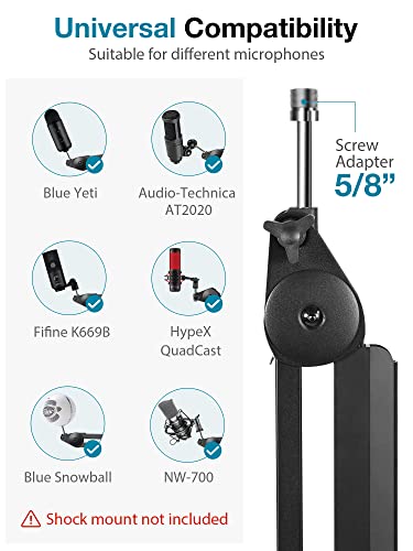Innogear Mic Arm, Boom Arm Microphone Stand Desk With Mount Clamp Cable Management Channels Detachable Riser 5/8" Thread Adapter For Blue Yeti Snowball Hyper X Quadcast Solocast At2020 Shure Sm7B Mv7 #TOP5