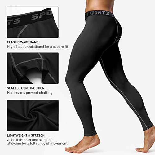 Tesuwel Compression Pants Men Basketball Cool Dry 1 Pack Athletic Workout Running Tights Mens Sports Leggings For Gym Cycling 3333 Black L #TOP4