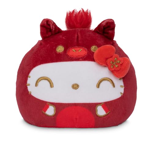 Image of TeeTurtle Reversible Sanrio Hello Kitty Plushie 4-Inch Lunar New Year Two-Sided Flip Plush Toy with Embroidered Details - Cute Mini Collectible Plush for Kids, Teens, and Adults