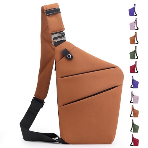 Image of Anti Theft Crossbody Bag,Sling Bag for Women Men,Multi-pocket Chest Shoulder Bag for Travel, Sport, Work