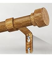 Boho Wood Curtain Rods for Windows 48 to 84 Inch, 1" Adjustable Heavy Duty Curtain Rod with Imita...