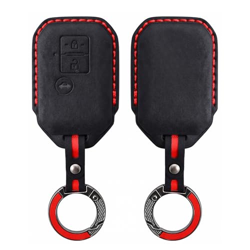 Image of KMH Alcantara Car Key Cover Compatible for Maruti Suzuki Swift, Dzire, Baleno, Ertiga 3 Button Shell Case Holder Full Key Protector Smart Key Cover with Keychain (D3) Black - Pack of 2