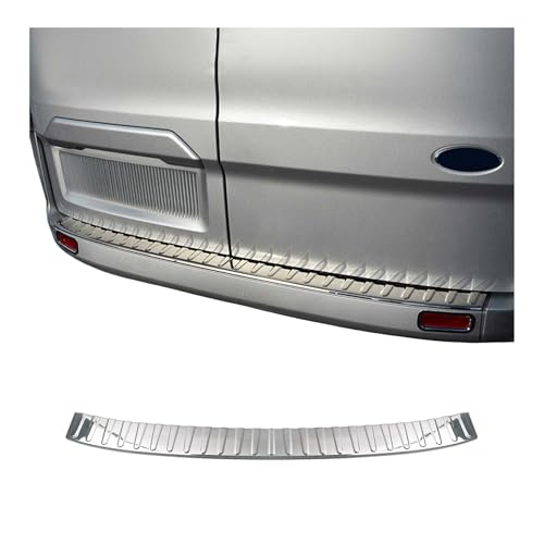 Protection Seuil de Pare-Chocs arrière - Compatible avec Ford Transit Custom 2014-2022 - Couverture de Seuil de Coffre - Bande Seuil de Chargement - Style élégant - en Acier INOX Chromé