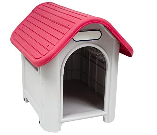 Indoor Outdoor Dog House Small to Medium Pet All Weather Doghouse Puppy Shelter (RED TOP)