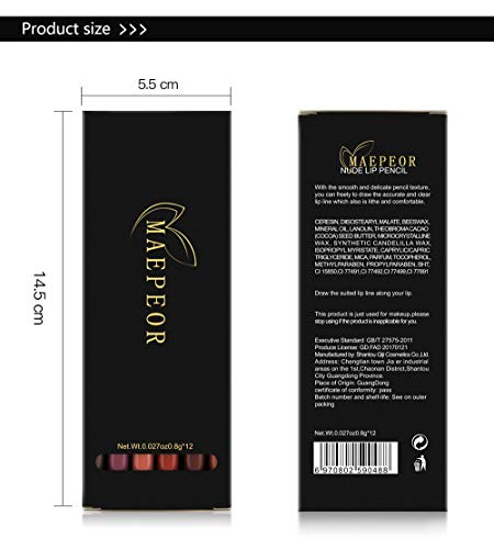 Maepeor Matte Lip Liner 12 Pcs Nude Brown Series Highly Pigmented And Smoothly Velvet Lipliner Pencil Set Long Lasting And Waterproof Durable Lip Liners (12 Pcs-A) #TOP7