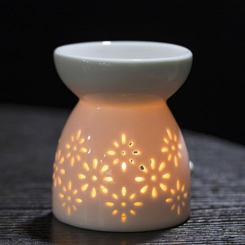 Brule Parfum, Brûleurs À Huile Essentielle, Bougeoir Diffuseur en Céramique avec Porte-Bougie Et Cuillère, Nuit pour Méditation, pour Anniversaire, Saint...