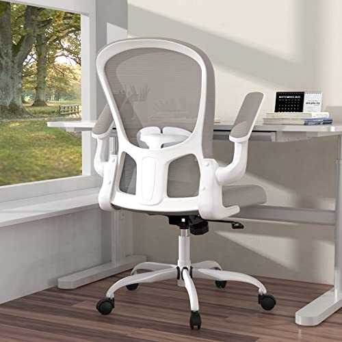 Ergonomic Office Chair, Comfort Swivel Home Office Task Chair, Breathable Mesh Desk Chair, Lumbar Support Computer Chair with Flip-up Arms and Adjusta