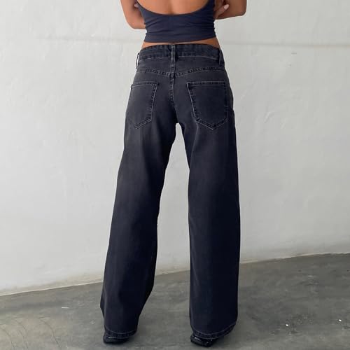 Women Wide Leg Jeans Trendy Low Waisted Strechy Straight Leg Denim Pants Pockets Baggy Jeans Streetwear4