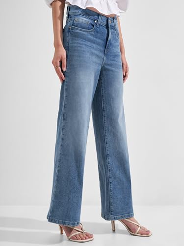 Image of Tokyo Talkies Wide Leg Jeans |Flared |Baggy Jeans|Blue White & Black|Loose Fit