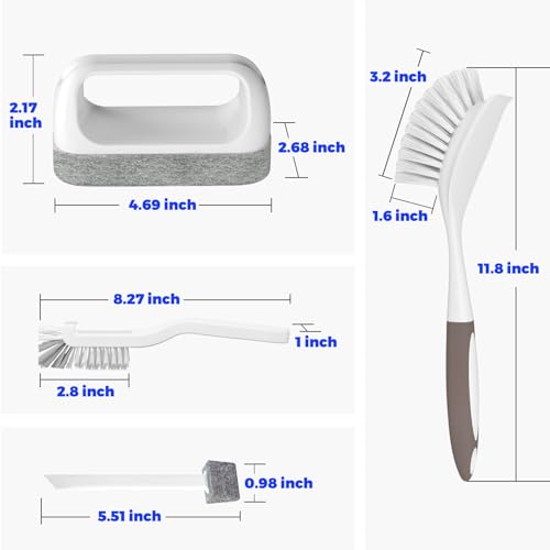 Holikme Cleaning Brush Set, Scouring Pad for Cleaning, Groove Gap Brushes for Pot, Pan, Kitchen Sink, Wire Brushes (Brown)