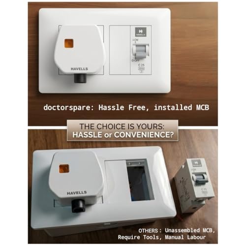 Image of Havells 25A MCB Protected Heavy Duty AC Box with 16A Plug for AC, Refrigerator, Geyser, Industrial Use