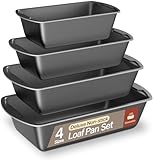 Loaf Pan Set 4-Piece - Deluxe Nonstick Carbon Steel Bakeware for Perfect Bread and Cakes – Dishwasher Safe, Premium Pans for Home Baking