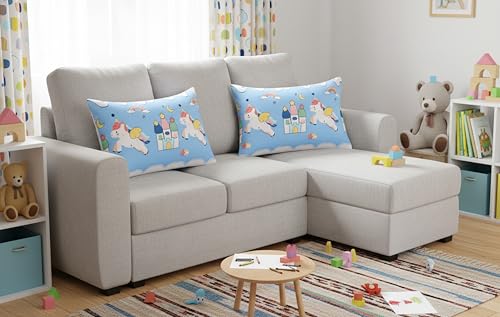 Image of Filymore Cute Star Unicorn Pillow Covers Pair of 2 Covers for Kids' Room, Girls, Boys | 240 TC Microfiber Soft & Skin Friendly Pillow Cases | Size (17 x 27 inch (SkyBlue and White).