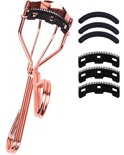 Eyelash Curlers with Comb IMMER LIEBEN Fashion Cute Eye Lash Curler with 3 Combs, 3 Refill, 10 Seconds for Long-Lasting Curl Rose Gold