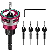 4PCS Countersink Drill Bit Set, Woodworking Countersink Drill Bit with Adjustable Depth Stop and ...