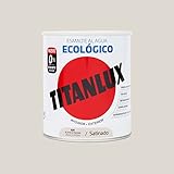Fácil de aplicar y sin olor Titanlux Ecológico Esmalte al agua mulisuperficie Satinado Blanco Piedra 250 ml