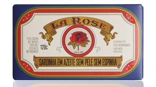 La Rose - Sardinas en aceite de oliva sin piel y sin hueso - Producto de Portugal - Paquete de 5 x 120 gr