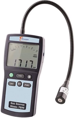 Combustible Gas Leak Detector with DIGITAL READOUT. Measures in PPM, % LEL, or % vol. 7899 E-Instruments Gas Sniffer QUANTIFIES combustible gas leaks with large, easy-view LCD & 11-inch flex sensor.