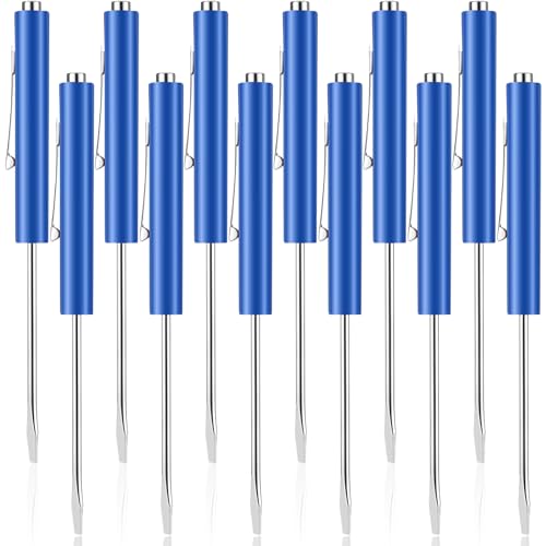 Image of 12 Pieces Pocket Screwdriver Mini Tops And magnetic pocket screwdriver with A Single Blade Head for Mechanical, Electrician (blue)