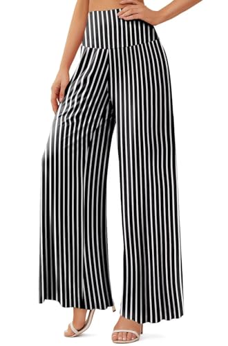 JZC Women's Palazzo Lounge Pants Stretchy Wide Leg Casual Pants Comfy High Waist Flowy Pants S-3XL