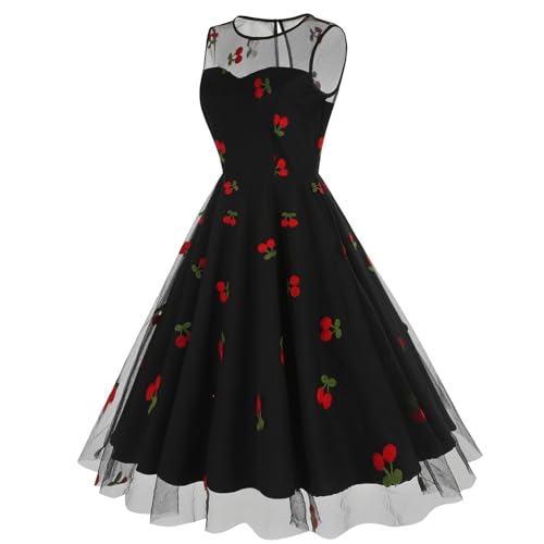 Robe de vacances bohème rouge et blanche mi-longue en maille brodée pour femme
