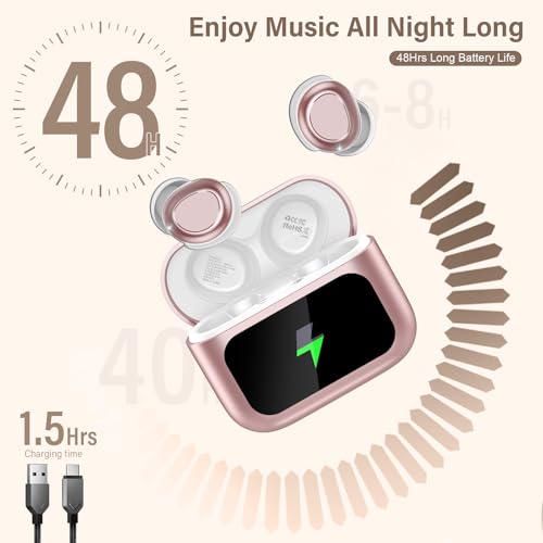 Image of Sleep Earbuds Bluetooth 5.4 in Ear Touch Screen Sleep Headphones, Small Design Mini Sleep Earbuds for Side Sleepers with Sleep Mode, 48H Playtime Sleep Earphones Clear Calls, Petal Pink