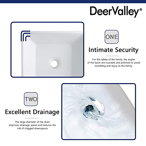 Deer Valley DV-1V022 Ace Bathroom Vessel Sink And Square White Ceramic Porcelain Counter Top Vanity Bowl Sink thumb #8