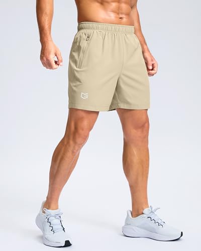 Image of G Gradual Men's Athletic Running Shorts with Zipper Pockets Quick Dry 7 inch / 5 inch / 9 inch Workout Gym Shorts for Basketball Hiking