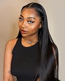 Picture of wigcool 13x6 Lace Front Wigs Human Hair 180 Density Straight Transparent Lace Front Wigs Human Hair Pre Plucked Wigs for Women Glueless Wigs No Synthetic Blend Triple Lifespan 3X 28inch