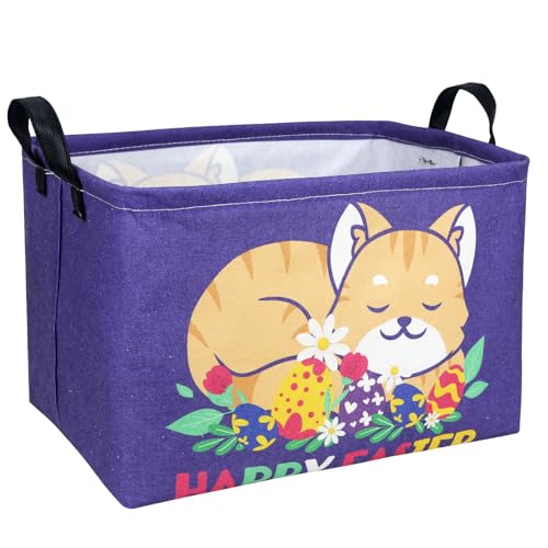 Image of Cat Easter Basket for Kid Large Empty Easter Bunny Eggs Decor Storage Basket (Cat)