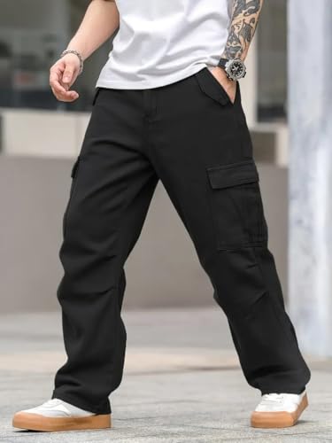 Image of Q - RIOUS Cotton Casual Cargo Pants for Men - Multi-Pocket Style