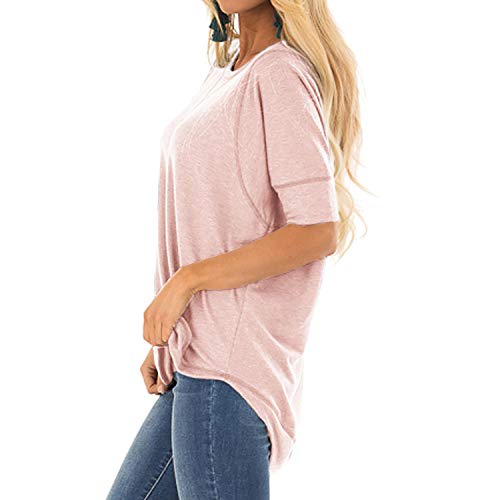 Womens Loose Fit T Shirts Cotton Casual Tops For Women Blouses For Leggings Short Sleeve Tunic Tshirts Crew Neck Ladies Tees (Xl, Short-Light Pink) #TOP3