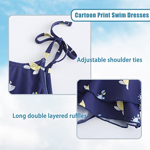 Image of Girls One Piece Swimsuits Halter Ruffled Bathing Suit for Kids Hawaiian Swimwear Leopard Swim Dress 3-16 Years