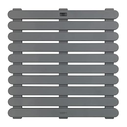 WENKO Caillebotis de douche gris - Tapis de douche, caillebotis pour la douche, salle de bain, pool, sauna, avec structure antidérapante, Plastique, 55 x 3 x 55 cm, Gris