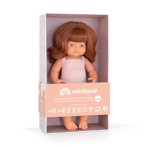 Muñeca Miniland Colourful 15'' Pelirroja con Ropa Rosa miniatura 5