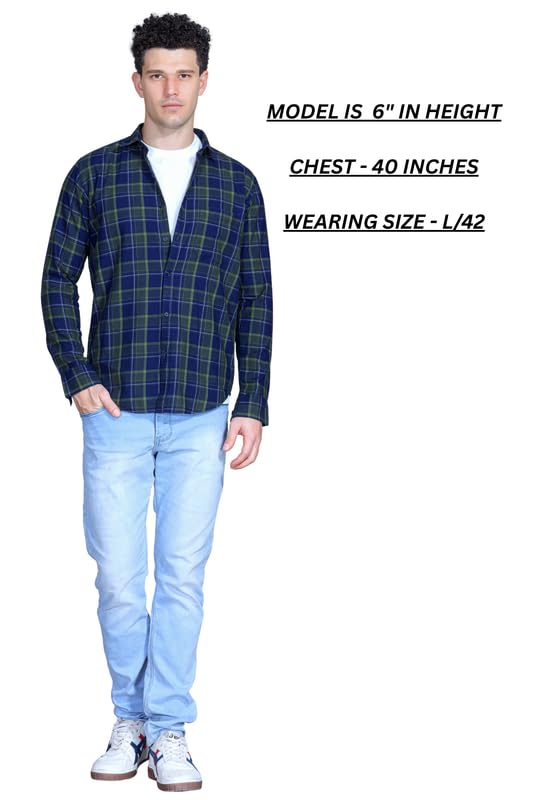 Image of SANE ORIGINALS Ingdigo Washed Checks Pure Cotton Shirt for Men
