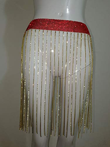 XFDMSM Store Superbrillante Diamante Borla Cadena de Cintura Bikini Vientre Cadena del Cuerpo Mujeres Trajes de baño Falda Accesorios de joyería Playa de Verano Cover